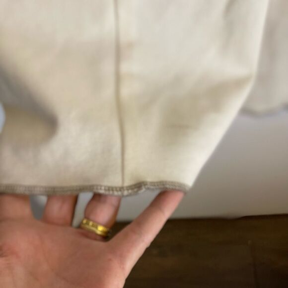 Common Sense Cream Flare High Rise pullover Style Leg Tie Details Pants.Size L - Picture 13 of 16